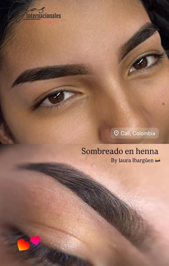 Resultado de sombreado de cejas en henna con diseño a medida